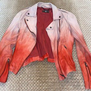 EUC Muubaa Fornas Coral Dip-Dye Ombre Leather Jacket - Size UK12/US8
